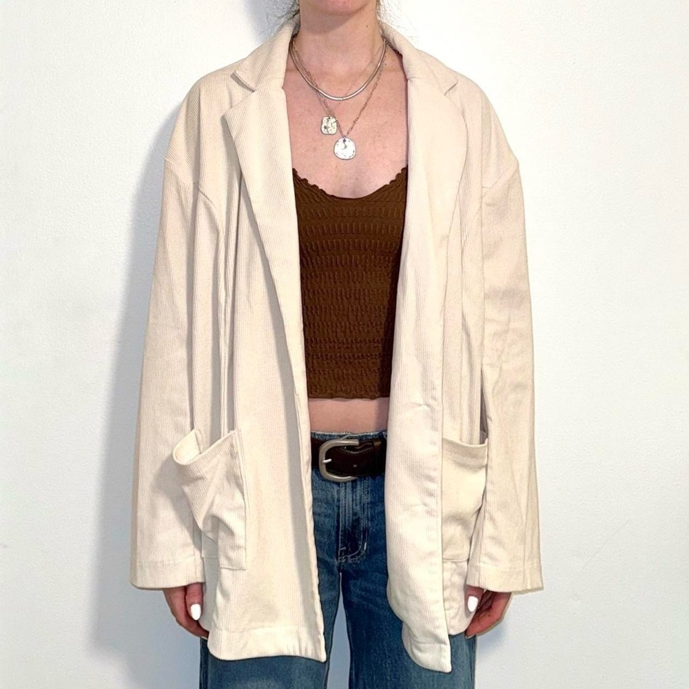 Oversized cream corduroy blazer
